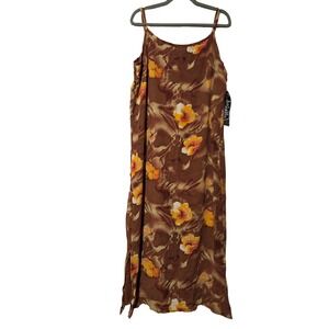 Gabrielle Floral Maxi Dress Brown Orange Yellow Spaghetti Strap Chiffon Size 16
